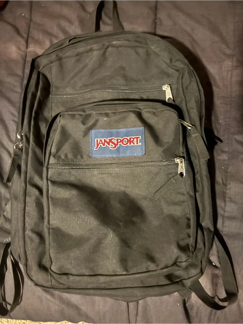 Jansport Black Everyday Backpack with Red & Blue Logo